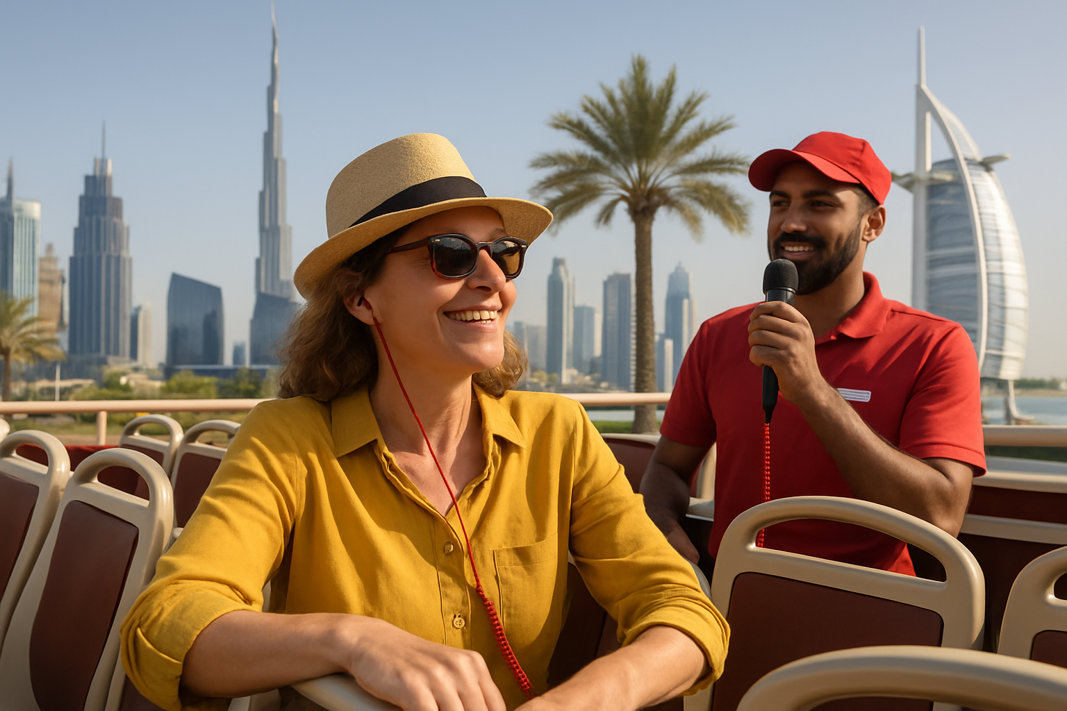 Tourist enjoying a guided sightseeing tour in Dubai